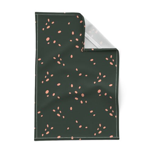 Peach Dots on Dark Olive