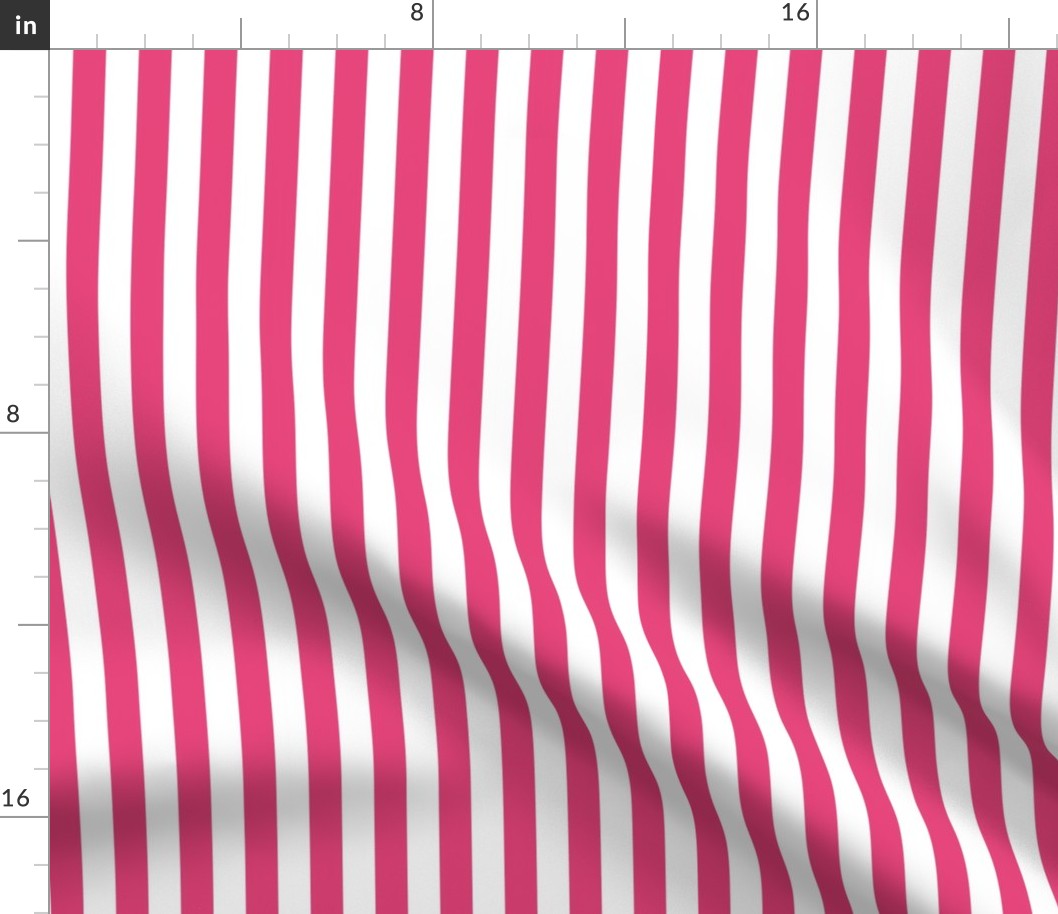 Raspberry Sorbet Awning Stripe Pattern Vertical in White