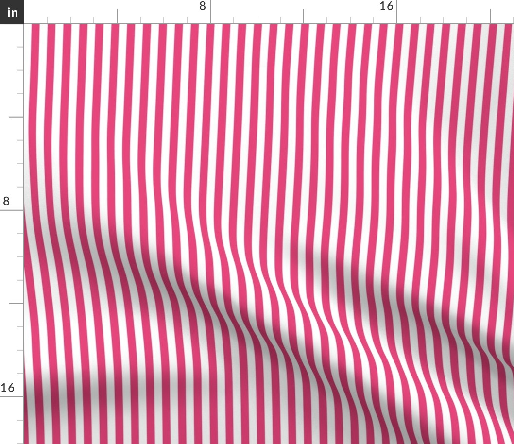 Raspberry Sorbet Bengal Stripe Pattern Vertical in White