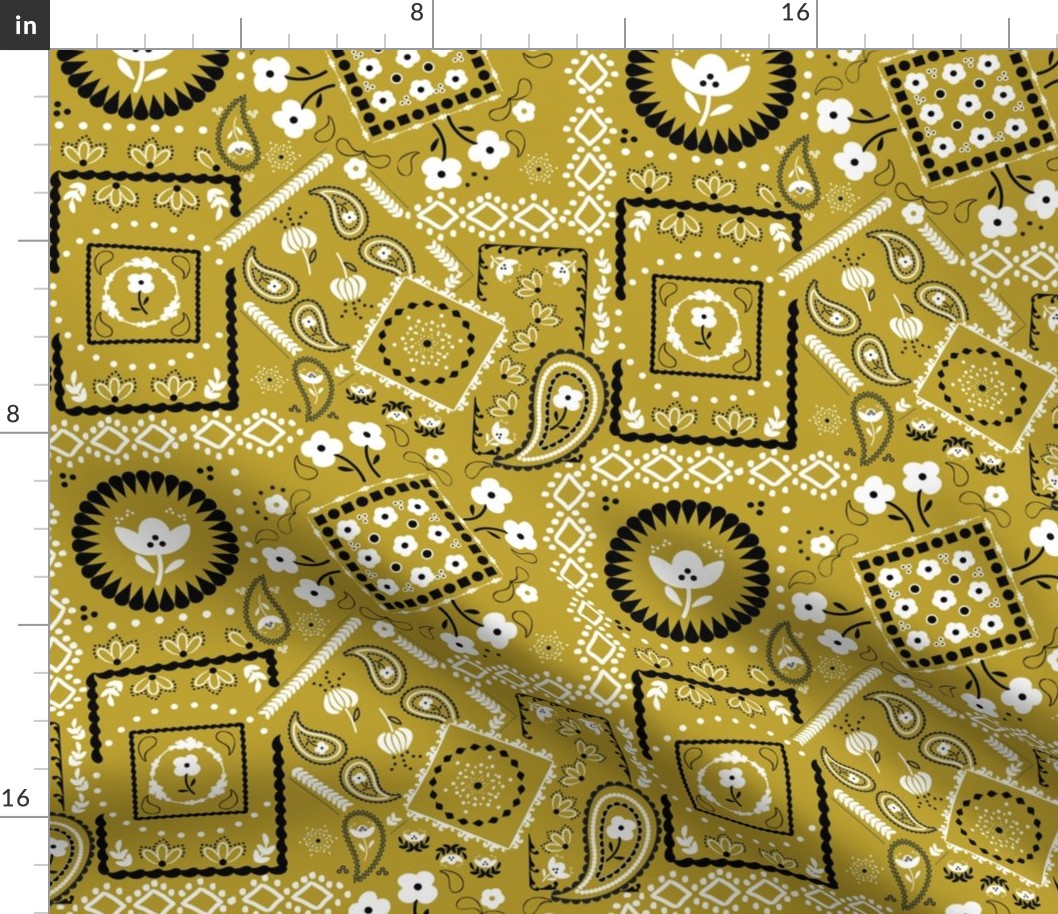 Bandana Paisley  - Gold 