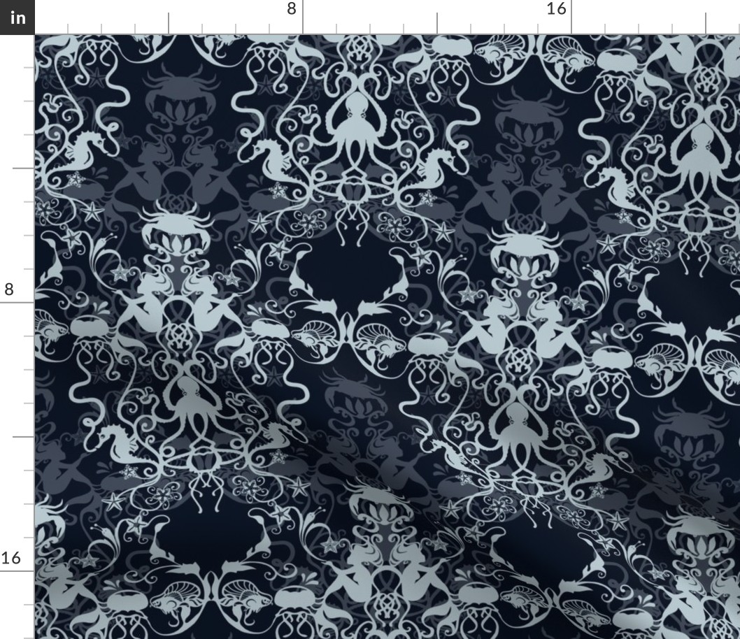 DEEP SEA DAMASK - DARK BLUE