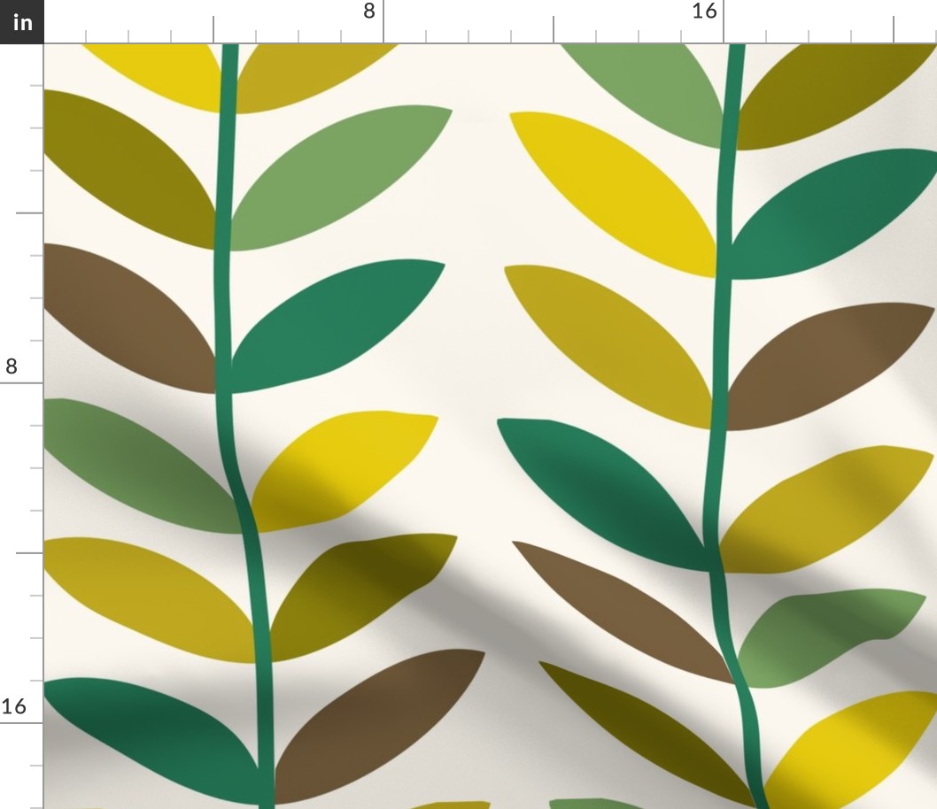 LARGE vines wallpaper - interiors wallpaper, multi greens
