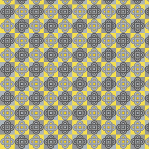 Quatrefoil Geometric Abstract Tile-Inspired Design in Yellow and Gray - SMALL Scale - UnBlink Studio by Jackie Tahara