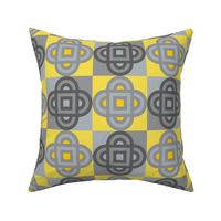 Quatrefoil Geometric Abstract Tile-Inspired Design in Yellow and Gray - LARGE Scale - UnBlink Studio by Jackie Tahara