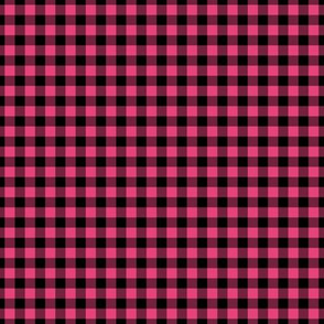 Small Gingham Pattern - Raspberry Sorbet and Black