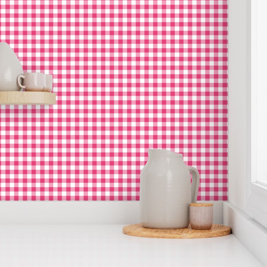 Small Gingham Pattern - Raspberry Sorbet and White