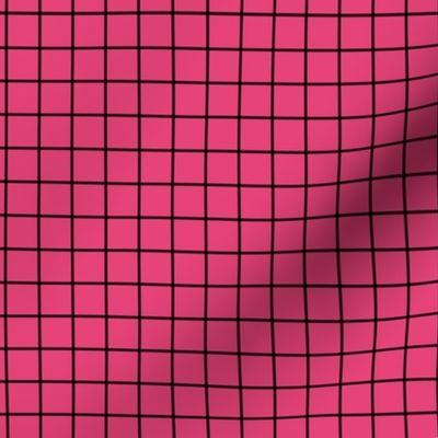 Grid Pattern - Raspberry Sorbet and Black