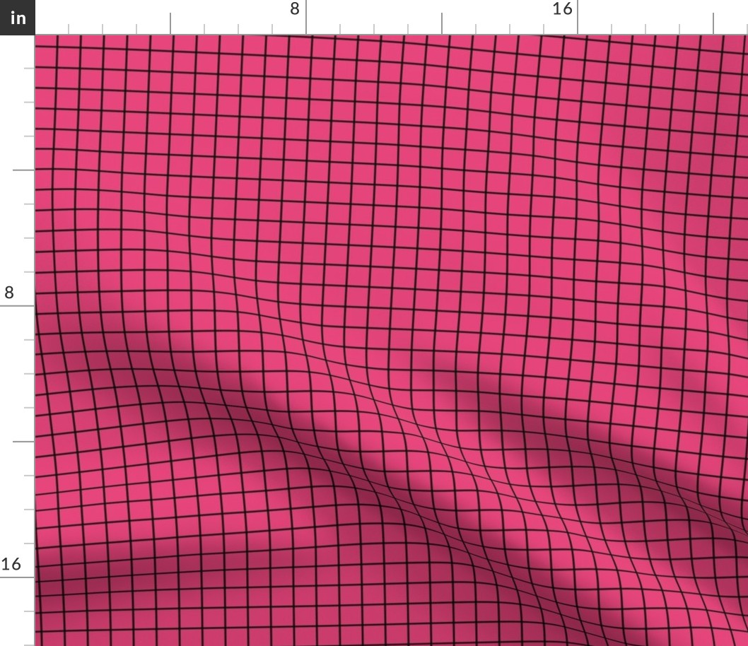 Grid Pattern - Raspberry Sorbet and Black