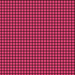 Small Grid Pattern - Raspberry Sorbet and Black