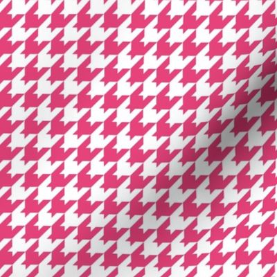 Houndstooth Pattern - Raspberry Sorbet and White