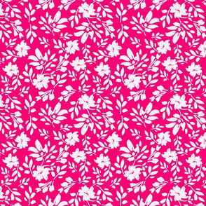 BRIGHT PINK and white painterly flowers  modern floral ©TerriConradDesigns