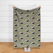 traffic jam, bee style! medium large scale, yellow gray grey black white bees