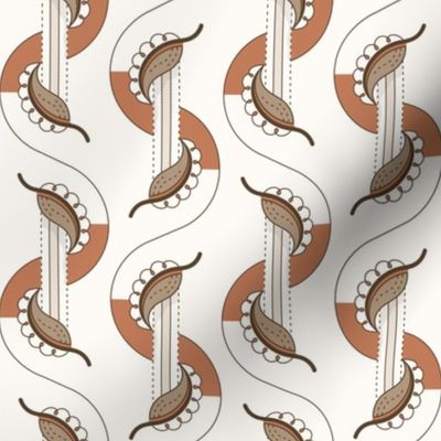 Tina small: Clay & Brown Art Deco Leaves, Modern Cottage Botanical