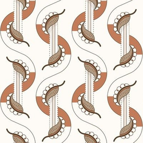 Tina small: Clay & Brown Art Deco Leaves, Modern Cottage Botanical