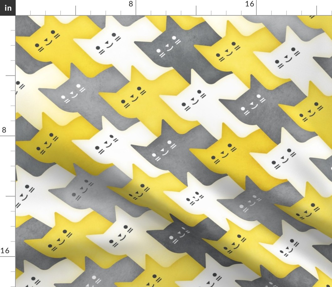 Diagonal Cats Gray and Yellow