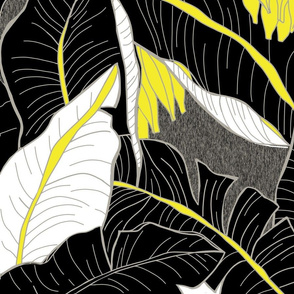 Tropical Banana Grove-black white yello