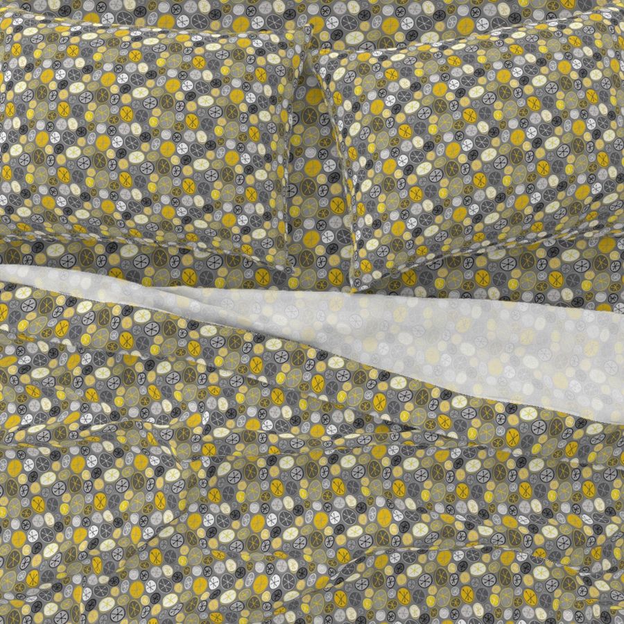 Mid-century Stars in Circles_Gray and Yellow