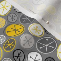 Mid-century Stars in Circles_Gray and Yellow