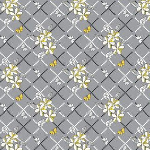 Sunshine and Shadows Flutterby Trellis on Mystic Grey