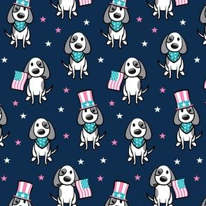 Patriotic Pups - Dog Stars and Stripes - pink/navy - LAD21