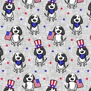 Patriotic Pups - Dog Stars and Stripes - light grey - LAD21