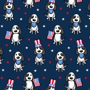 Patriotic Pups - Dog Stars and Stripes - navy - LAD21