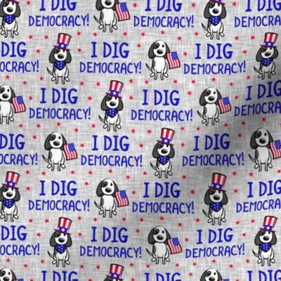 I dig democracy! - Patriotic Pups - Dog Stars and Stripes -  light grey - LAD21