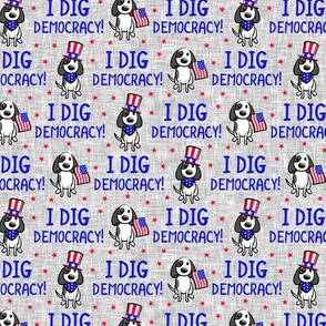 I dig democracy! - Patriotic Pups - Dog Stars and Stripes -  light grey - LAD21