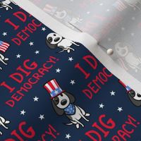 I dig democracy! - Patriotic Pups - Dog Stars and Stripes - navy - LAD21