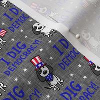 I dig democracy! - Patriotic Pups - Dog Stars and Stripes - dark grey - LAD21