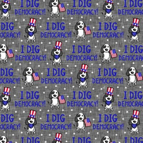 I dig democracy! - Patriotic Pups - Dog Stars and Stripes - dark grey - LAD21