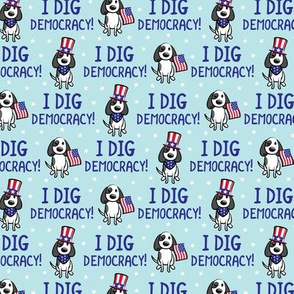 I dig democracy! - Patriotic Pups - Dog Stars and Stripes - light blue - LAD21