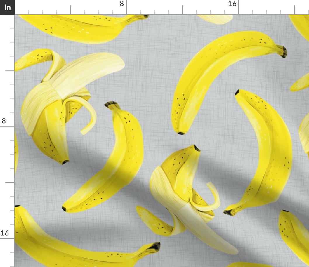 Banana Banana - Large Size on Grey Linen