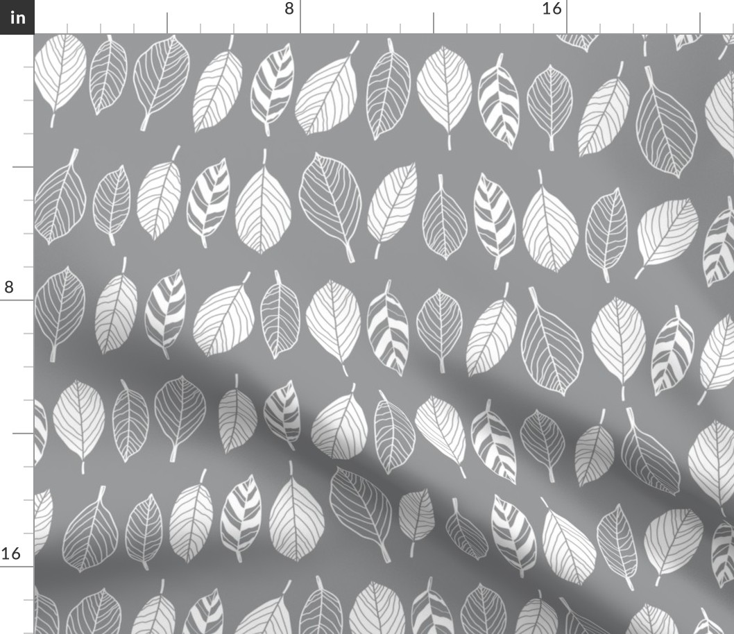 falling white leaves grey minimal seamless pattern 