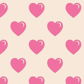 Valentine Hearts Pink Cream