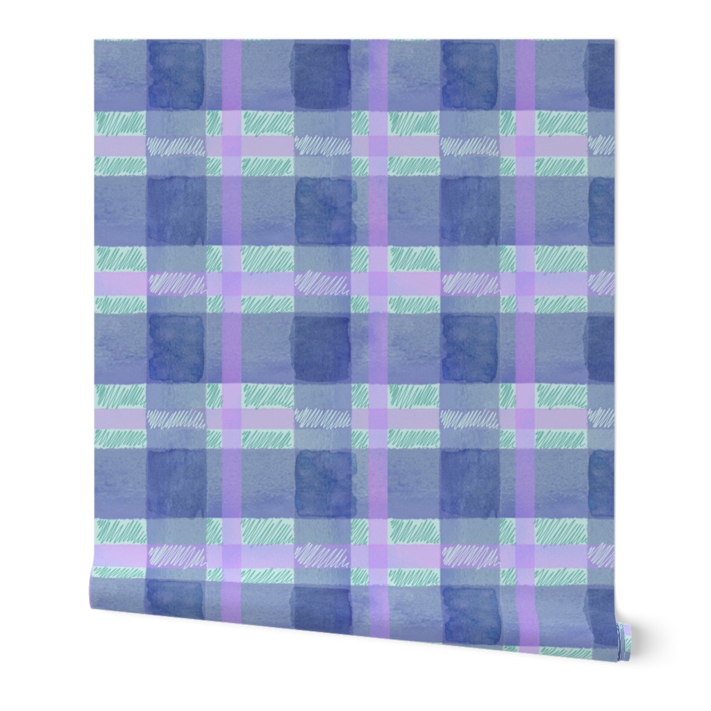 Watercolor plaid in blue