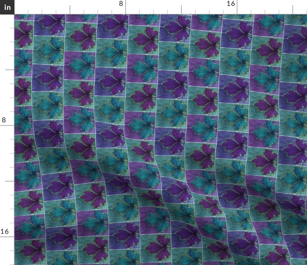 Dyepaint_leaf_BORDER_fabric_red-violet_teal_minagreen