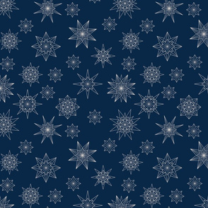 Stars Snowflakes blue and white medium scale