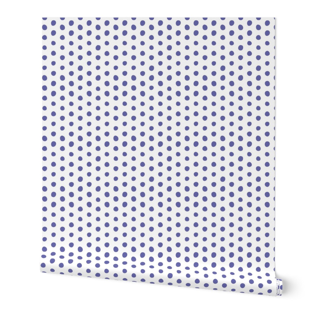 very peri crooked dots on white - dots fabric