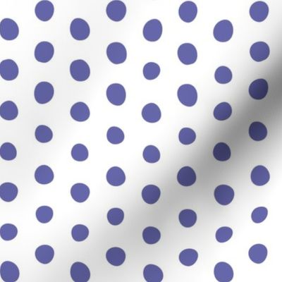 very peri crooked dots on white - dots fabric