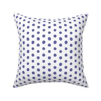 very peri crooked dots on white - dots fabric