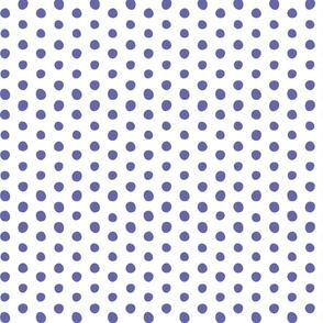 very peri crooked dots on white - dots fabric