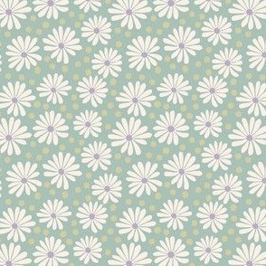 Mini Daisies on Green - Pastel Hoppy Easter collection