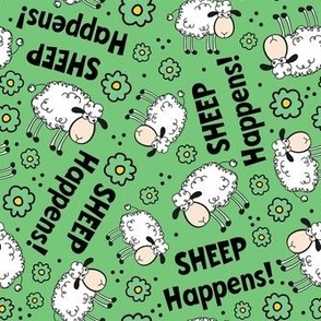 Large Scale Sheep Happens Funny Sarcastic Animals on Green