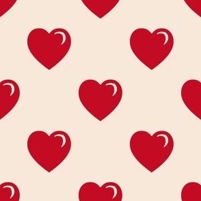 Valentine Hearts Red & Cream
