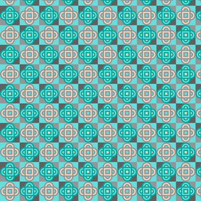 Quatrefoil Geometric Abstract Tile-Inspired Design in Turquoise and Gray - SMALL Scale - UnBlink Studio by Jackie Tahara