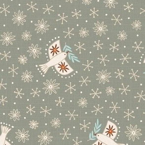 l - birds on blue - Nr.5. Coordinate for Peaceful Forest - 18"x9" as fabric / 24"x12" as wallpaper 