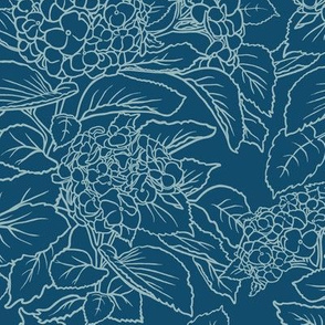 Teal Hydrangea in Nocturne - large scale
