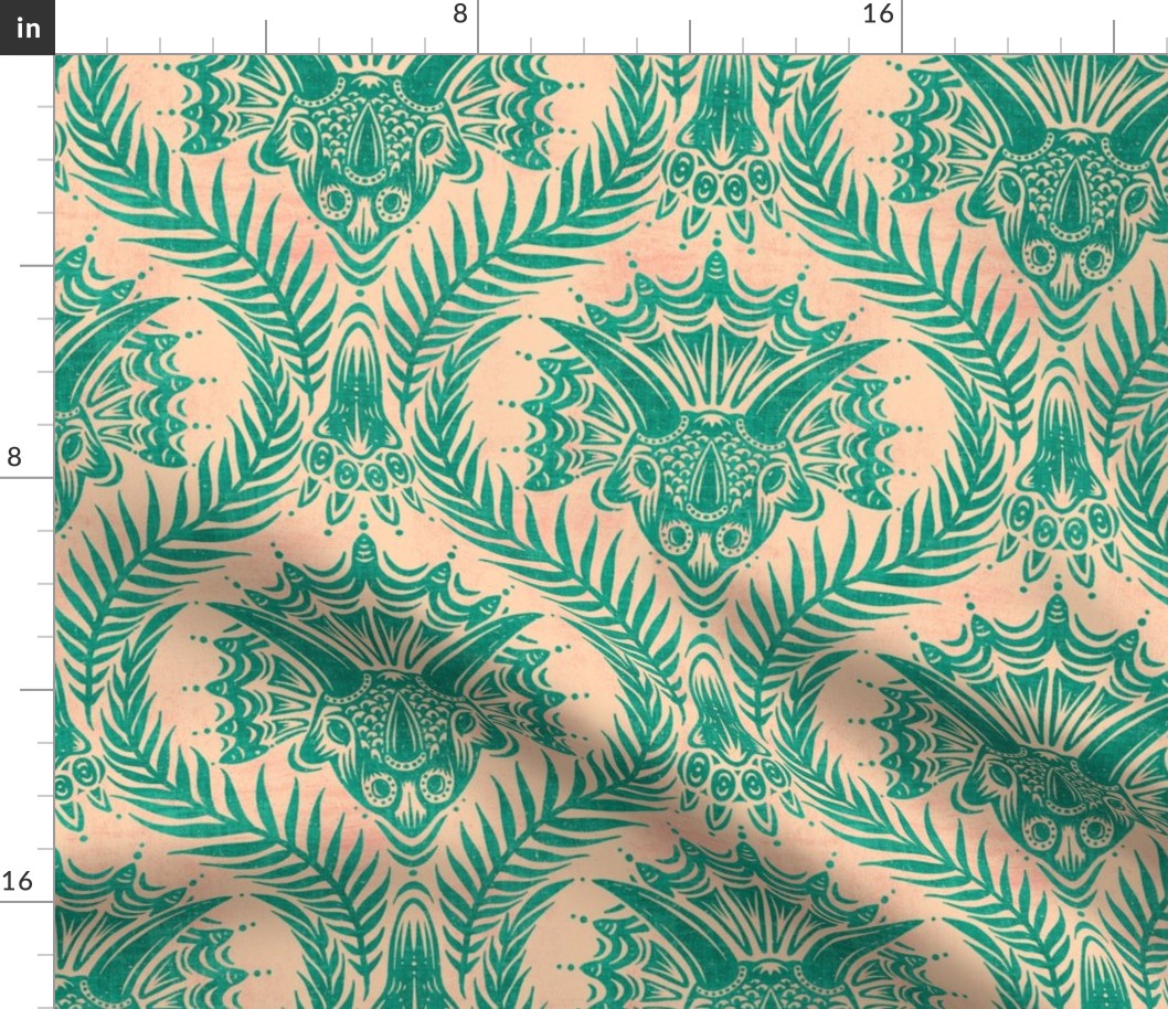 Triceratops Damask - verdigris