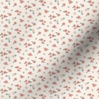 Mini floral on cream - Pink Hoppy Spring collection